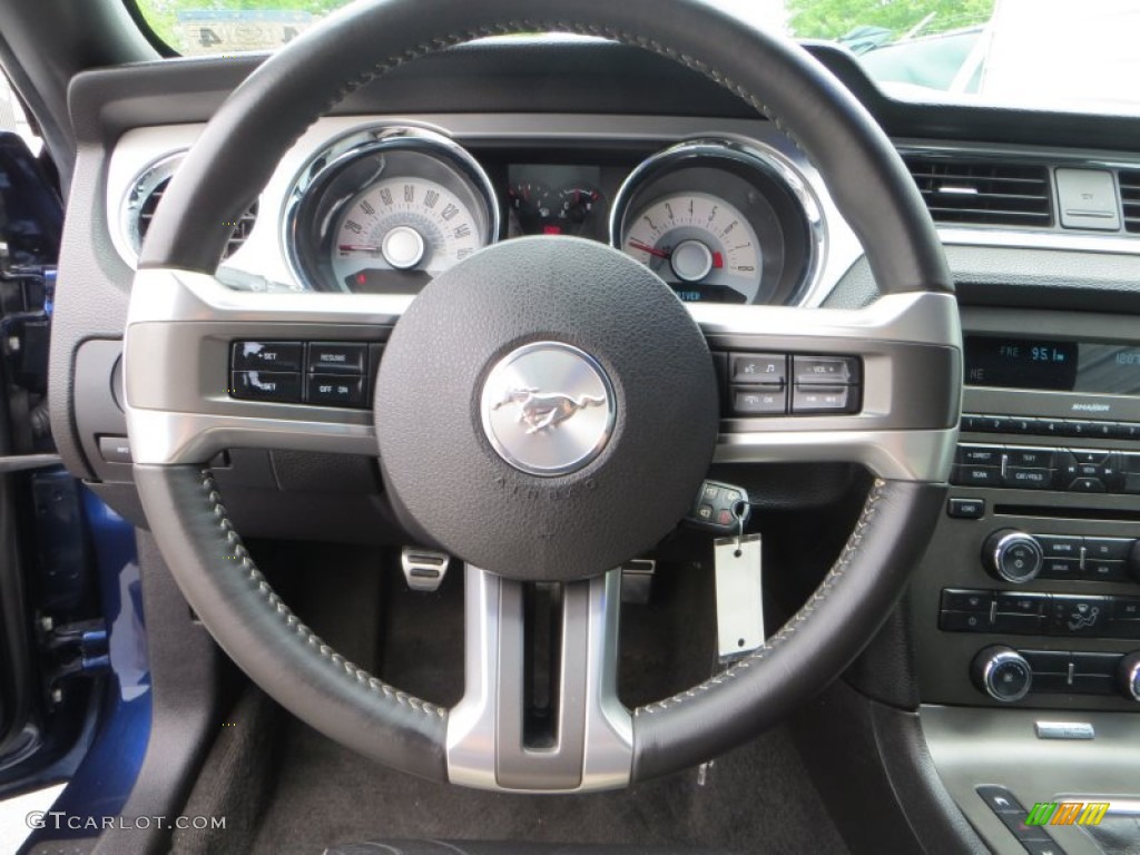 2011 Ford Mustang GT Premium Coupe Charcoal Black Steering Wheel Photo #79599499