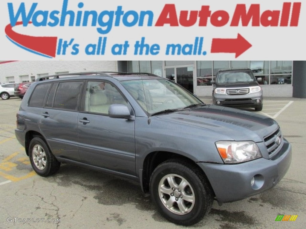 2005 Highlander V6 4WD - Bluestone Metallic / Ivory photo #1