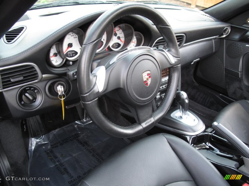2011 Porsche 911 Turbo Cabriolet Black Steering Wheel Photo #79604852