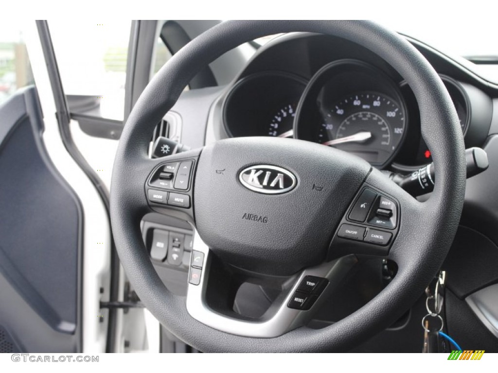 2013 Kia Rio EX 5-Door Black Steering Wheel Photo #79605108