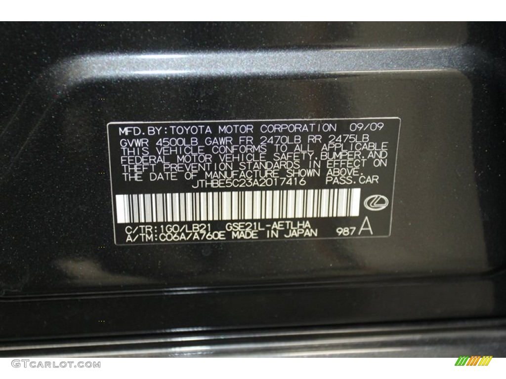 2010 Lexus IS 350 Color Code Photos