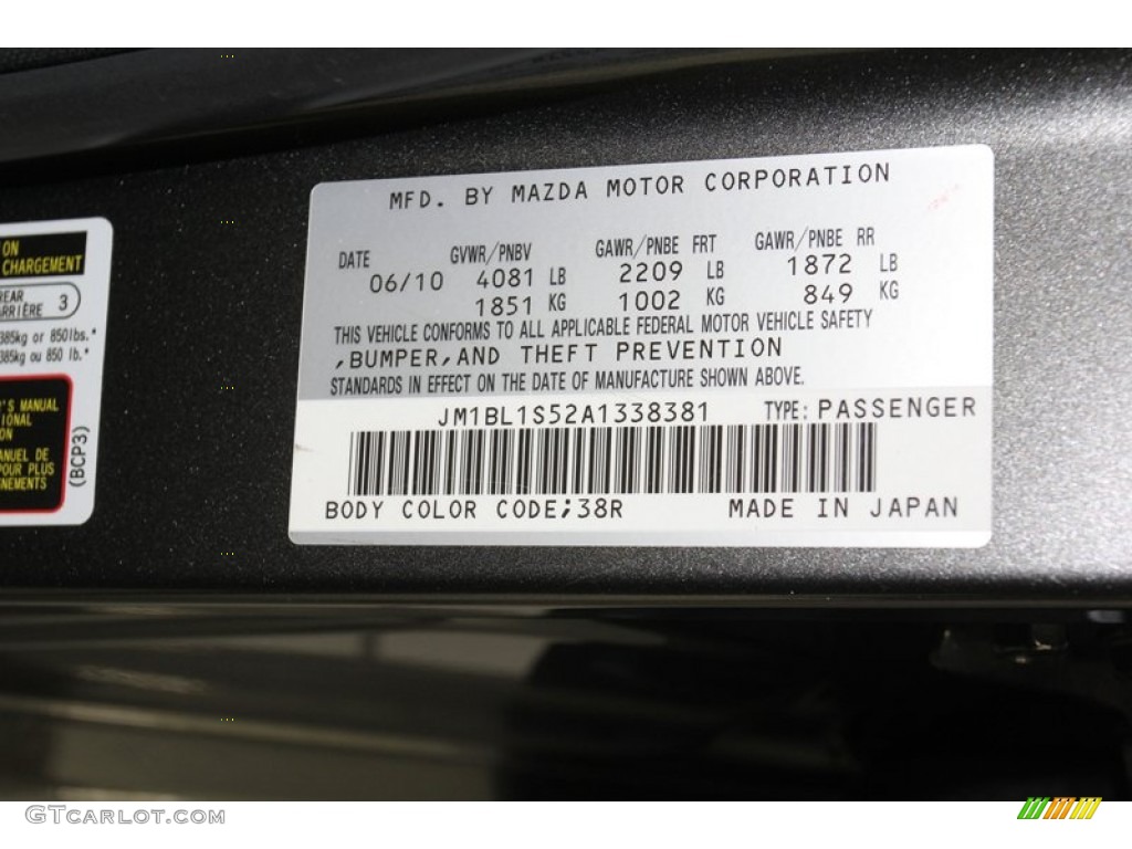 2010 MAZDA3 Color Code 38R for Metropolitan Gray Mica Photo #79617046