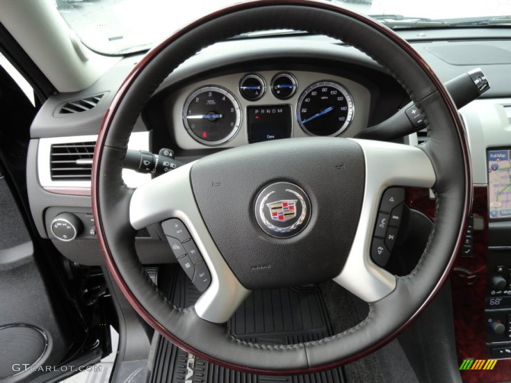 2013 Cadillac Escalade EXT Premium AWD Ebony Steering Wheel Photo #79617681