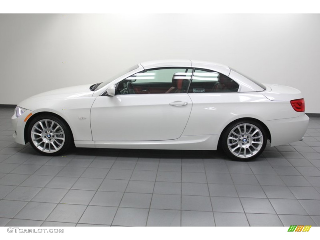 2012 3 Series 328i Convertible - Mineral White Metallic / Coral Red/Black photo #2