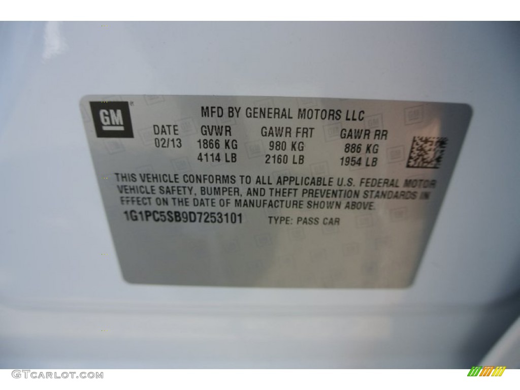 2013 Cruze LT - Summit White / Jet Black photo #7