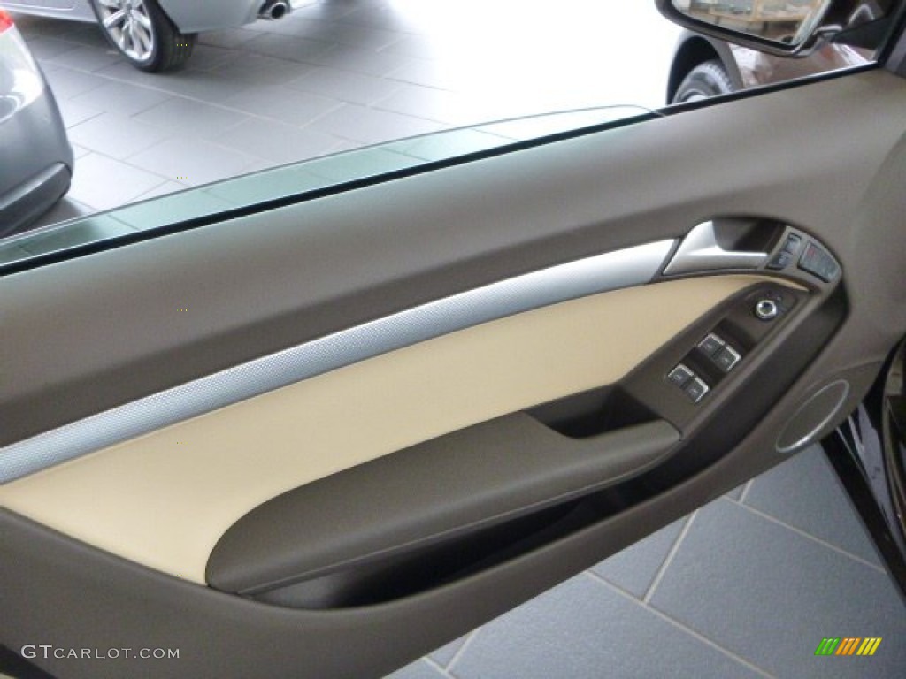 2013 Audi A5 2.0T quattro Cabriolet Velvet Beige/Moor Brown Door Panel Photo #79623859
