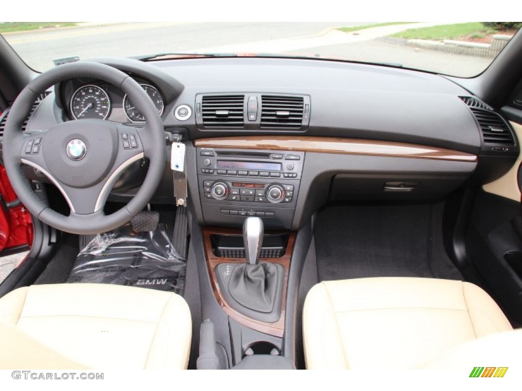 2012 BMW 1 Series 128i Convertible Savanna Beige Dashboard Photo #79632901