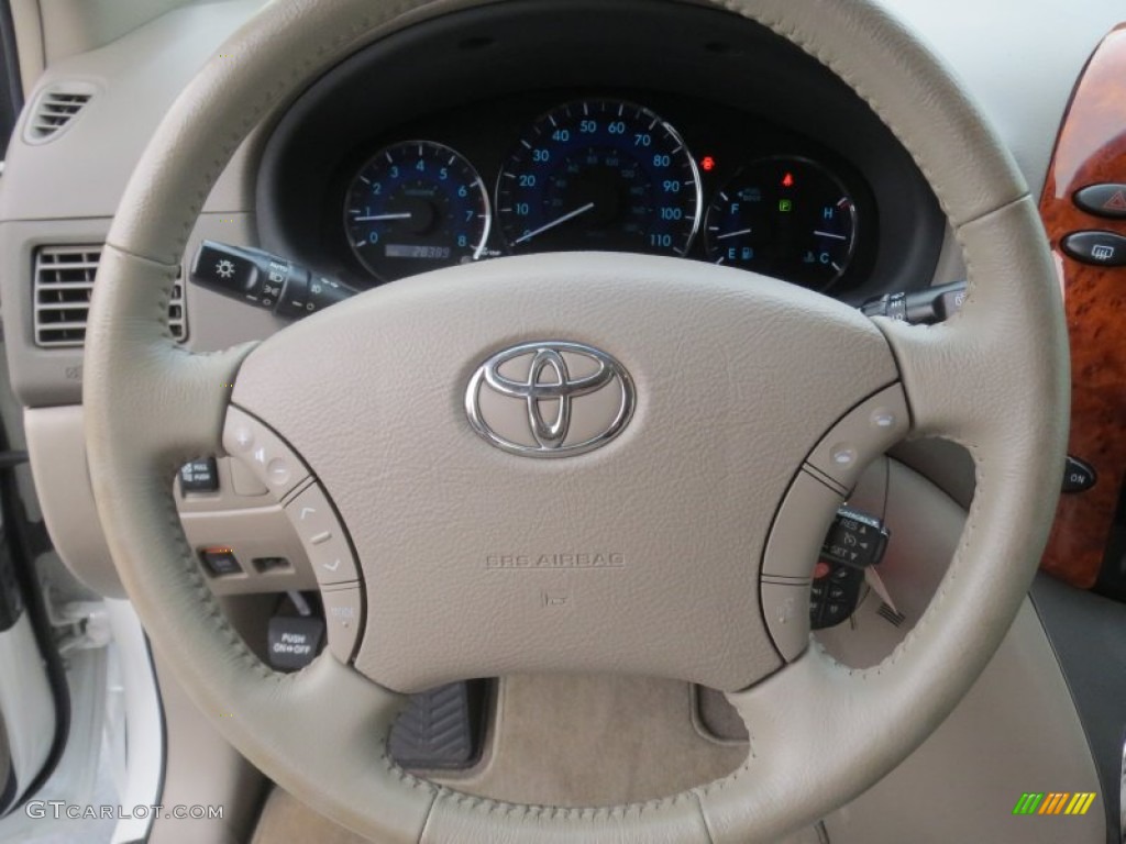 2010 Toyota Sienna XLE Taupe Steering Wheel Photo #79639760