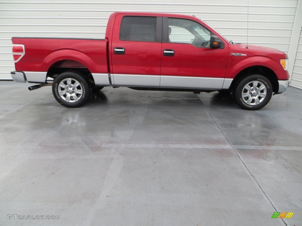 2010 F150 XLT SuperCrew - Red Candy Metallic / Medium Stone photo #3
