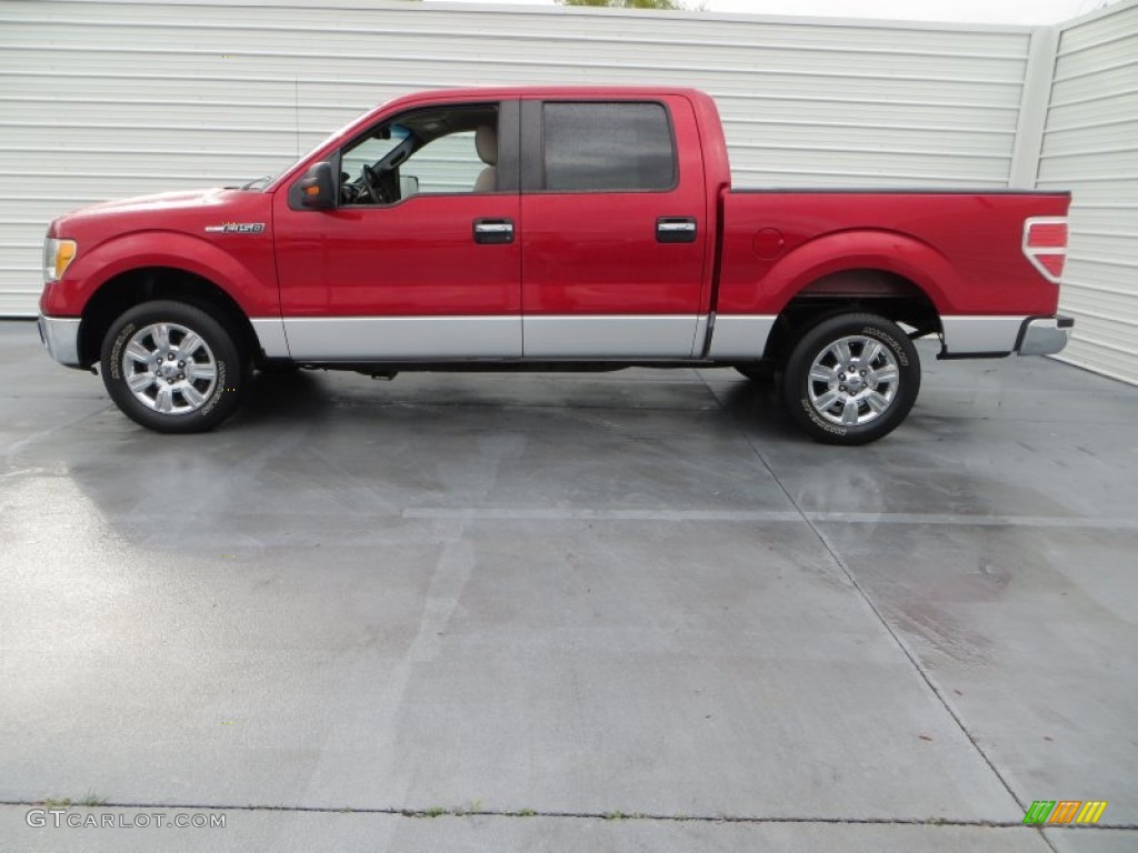 2010 F150 XLT SuperCrew - Red Candy Metallic / Medium Stone photo #6