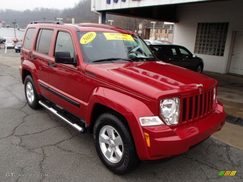 2010 Liberty Sport 4x4 - Inferno Red Crystal Pearl / Pastel Pebble Beige photo #2