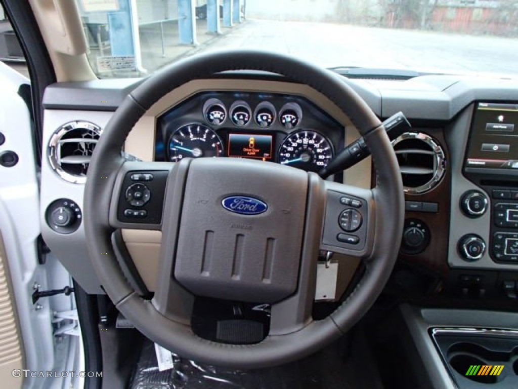 2013 Ford F350 Super Duty Lariat Crew Cab 4x4 Dually Adobe Steering Wheel Photo #79646969