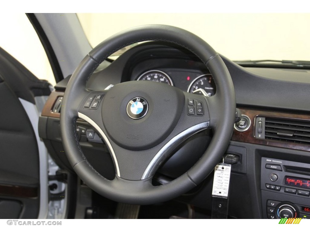 2011 BMW 3 Series 335i Coupe Black Steering Wheel Photo #79649615