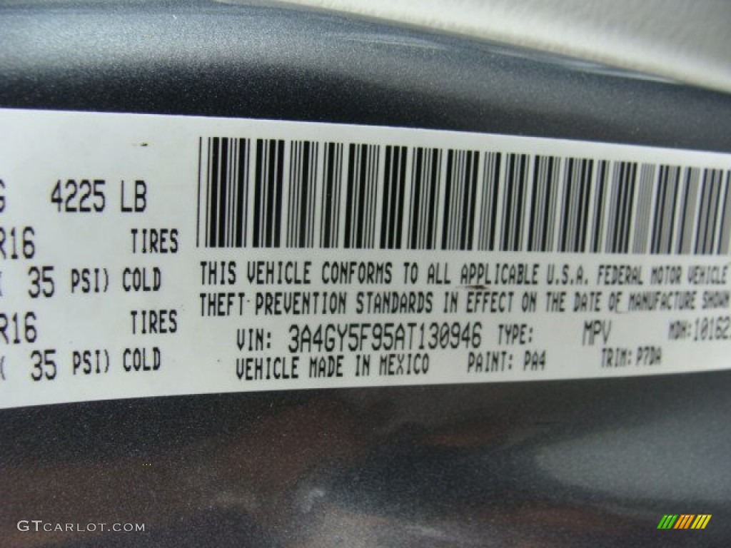 2010 PT Cruiser Color Code PA4 for Silver Steel Metallic Photo #79650311