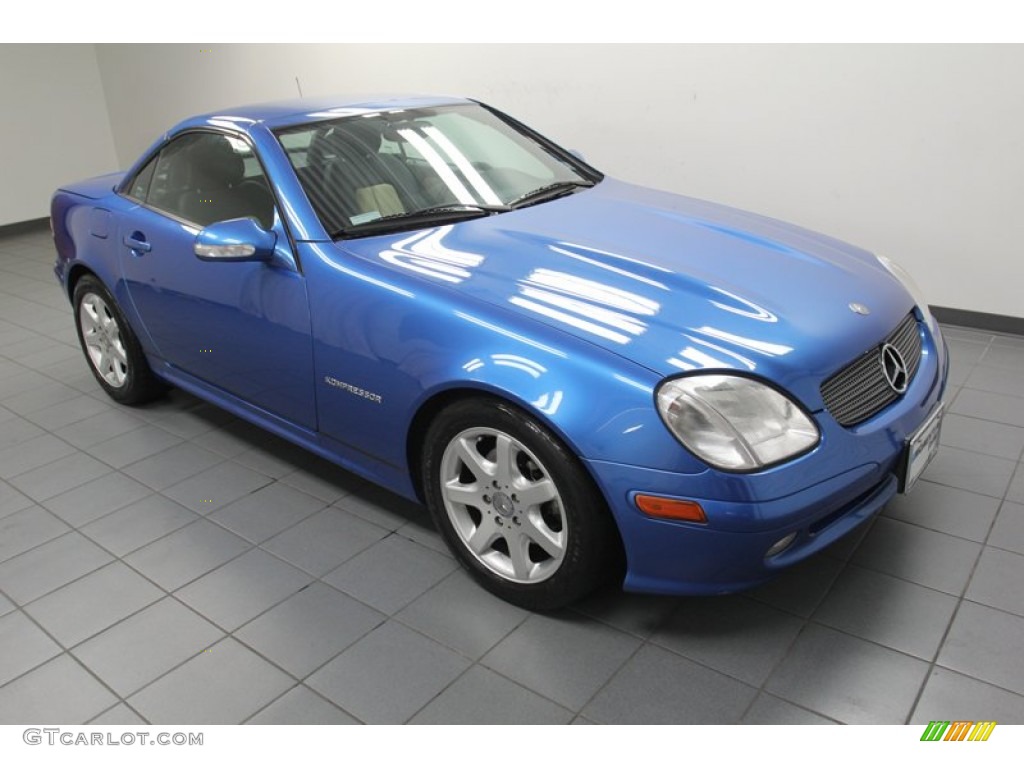 2001 SLK 230 Kompressor Roadster - Sapphire Blue Metallic / Sienna Beige photo #10