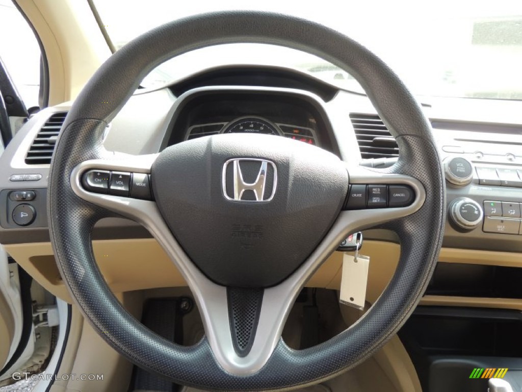 2008 Honda Civic EX Coupe Ivory Steering Wheel Photo #79652004