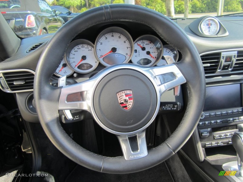 2011 Porsche 911 Carrera S Cabriolet Black Steering Wheel Photo #79654477