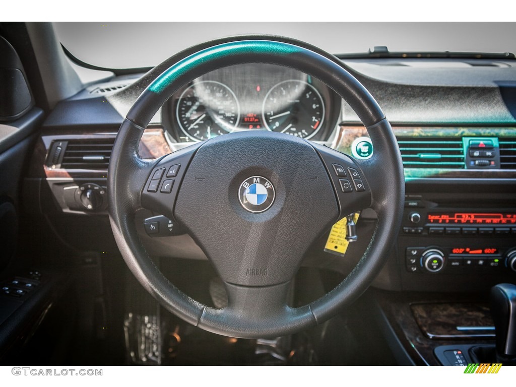 2007 BMW 3 Series 328i Sedan Black Steering Wheel Photo #79657528
