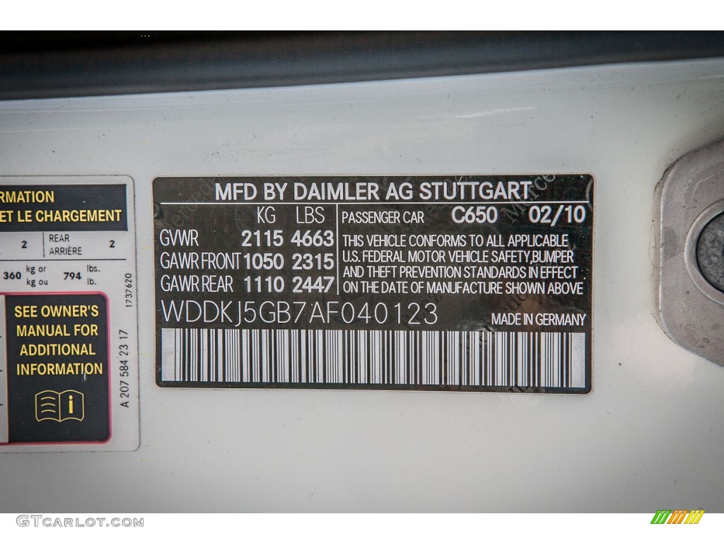 2010 E Color Code 650 for Arctic White Photo #79659599