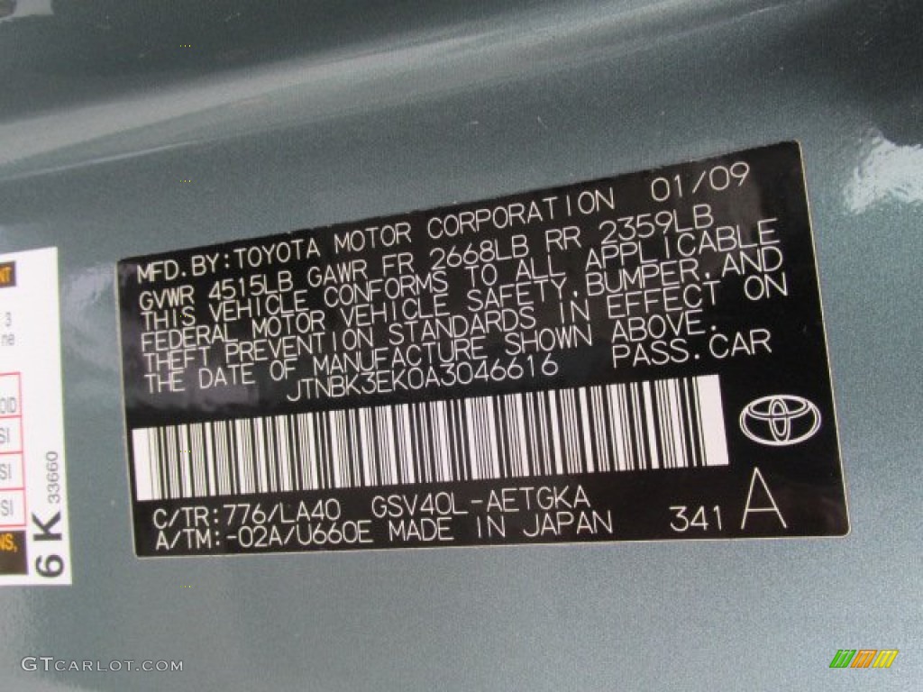 2010 Toyota Camry XLE V6 Color Code Photos
