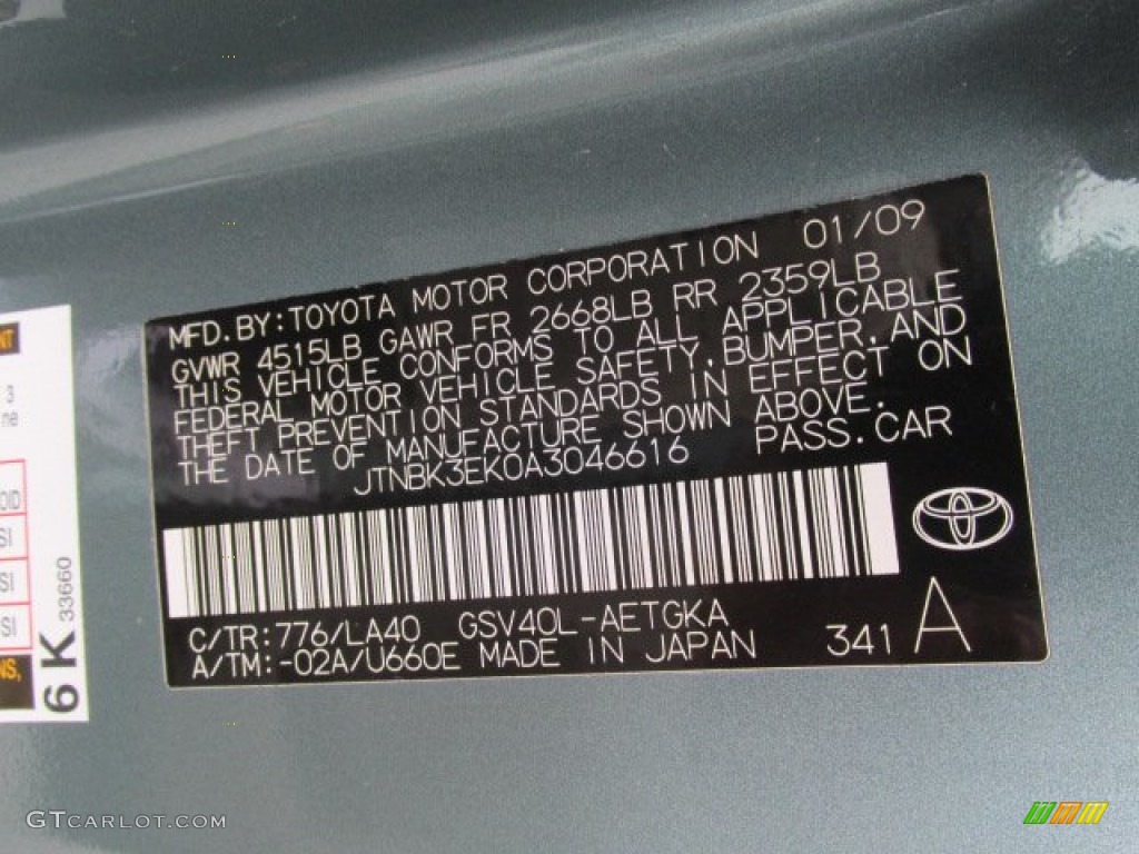 2010 Camry Color Code 776 for Aloe Green Metallic Photo #79659926