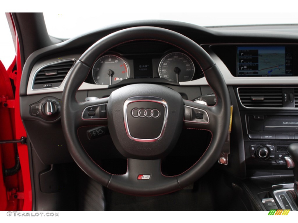 2010 Audi S4 3.0 quattro Sedan Black/Red Steering Wheel Photo #79662259