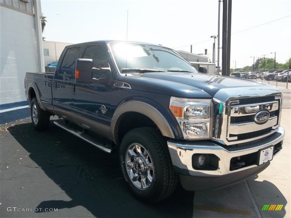 2013 F350 Super Duty Lariat Crew Cab 4x4 - Blue Jeans Metallic / Adobe photo #15