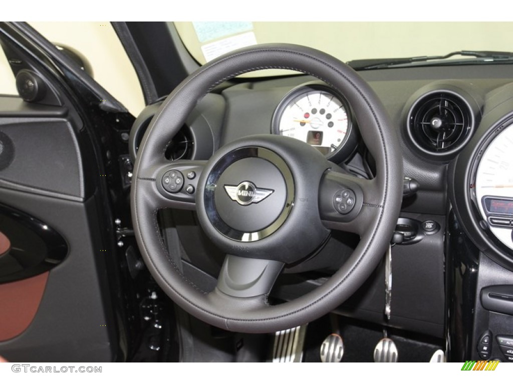 2013 Mini Cooper S Paceman ALL4 AWD Copper/Carbon Lounge Leather Steering Wheel Photo #79664915