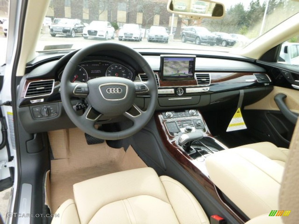 2014 Audi A8 L TDI quattro Velvet Beige Dashboard Photo #79665311