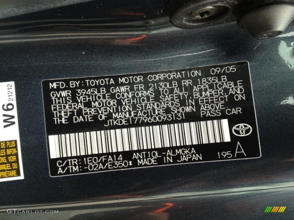 2006 Scion tC Standard tC Model Color Code Photos