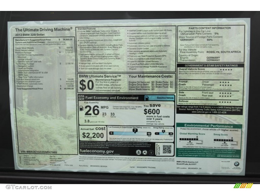2013 3 Series 328i Sedan - Glacier Silver Metallic / Black photo #31