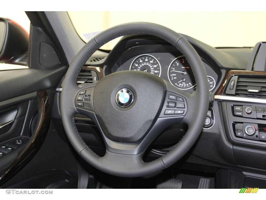 2013 BMW 3 Series 328i Sedan Black Steering Wheel Photo #79671350