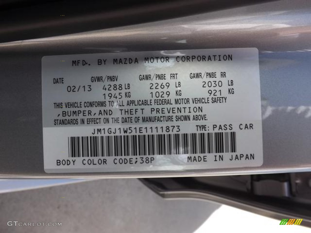 2014 MAZDA6 Color Code 38P for Liquid Siver Metallic Photo #79675685