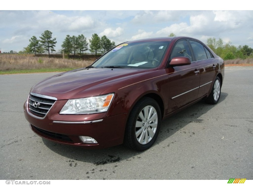 2009 Sonata Limited - Dark Cherry Red / Camel photo #1