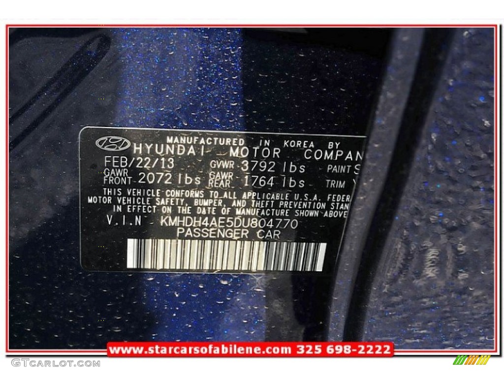 2013 Elantra GLS - Atlantic Blue / Beige photo #11