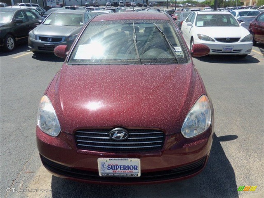 2008 Accent GLS Sedan - Wine Red / Beige photo #1