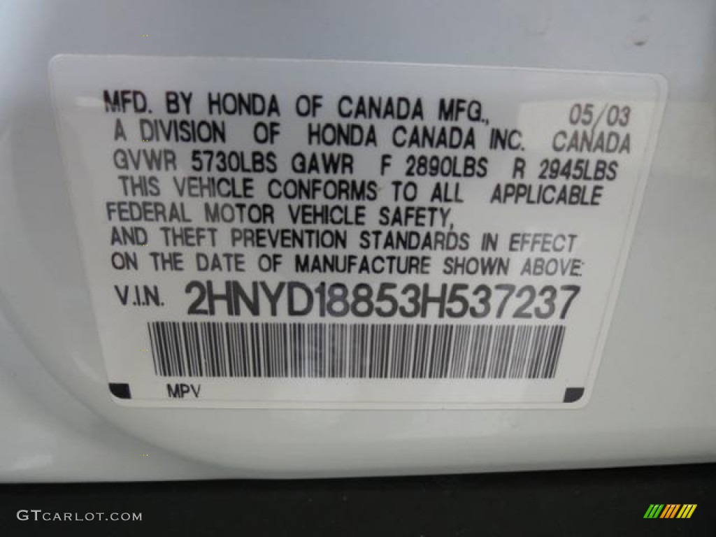 2003 MDX Touring - Taffeta White / Ebony photo #12