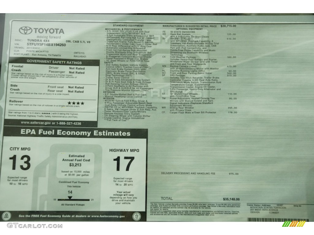 2011 Tundra SR5 Double Cab 4x4 - Pyrite Mica / Graphite Gray photo #13
