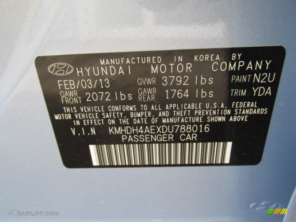 2013 Elantra GLS - Blue Sky Metallic / Beige photo #10