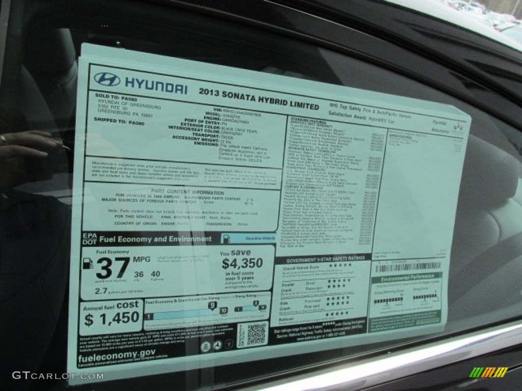 2013 Hyundai Sonata Hybrid Limited Window Sticker Photo #79695298