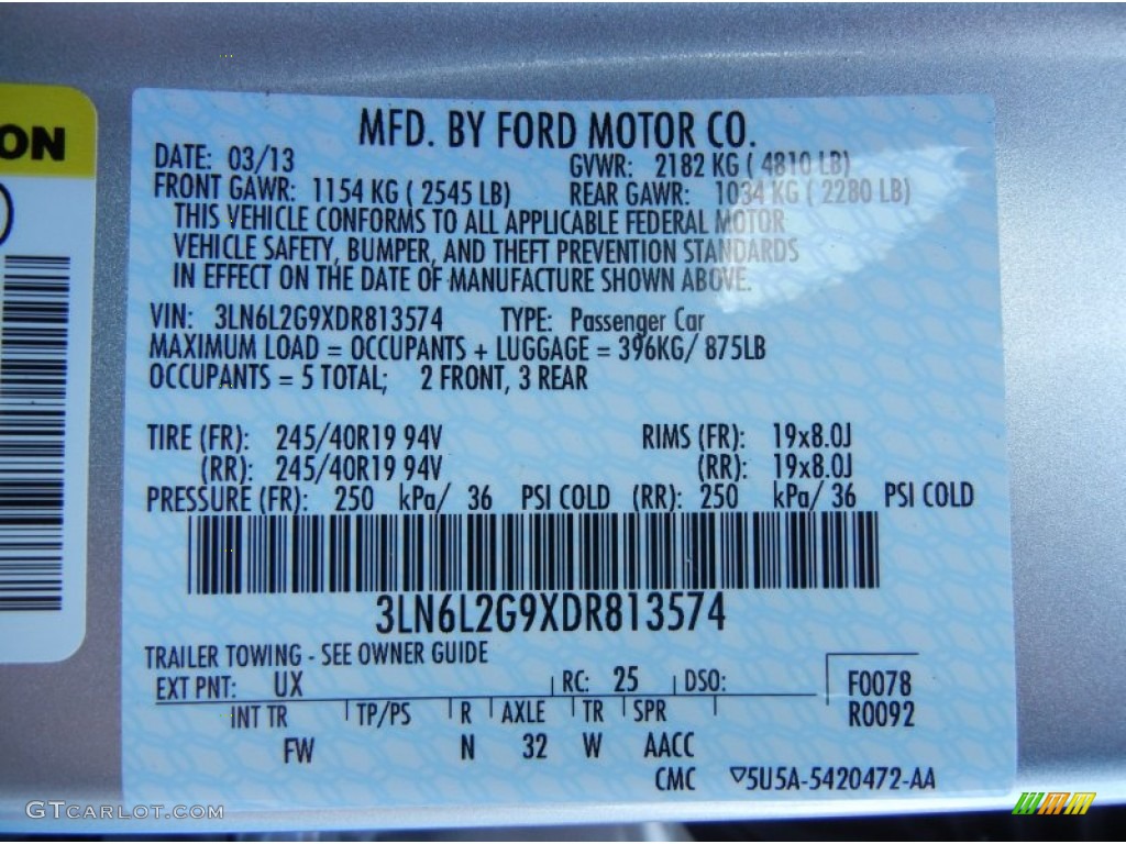 2013 MKZ Color Code UX for Ingot Silver Photo #79702849