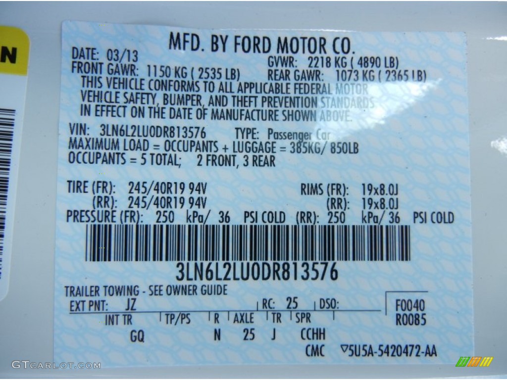 2013 MKZ Color Code JZ for Crystal Champagne Photo #79703053