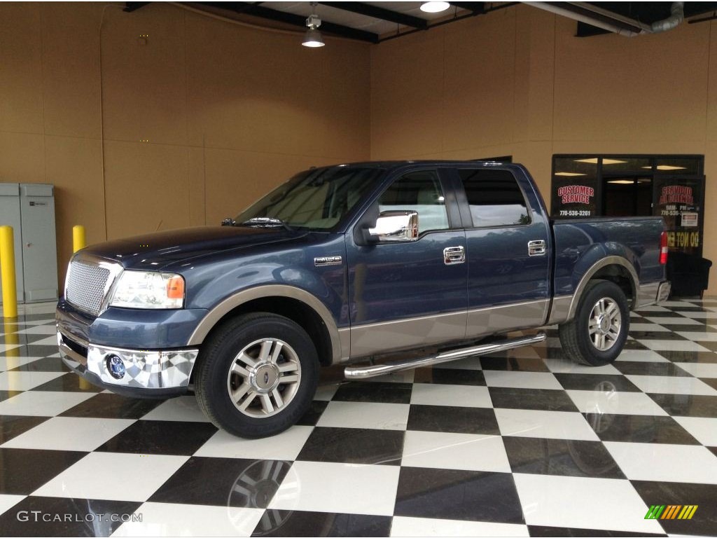 2006 F150 Lariat SuperCrew - Medium Wedgewood Blue Metallic / Tan photo #3