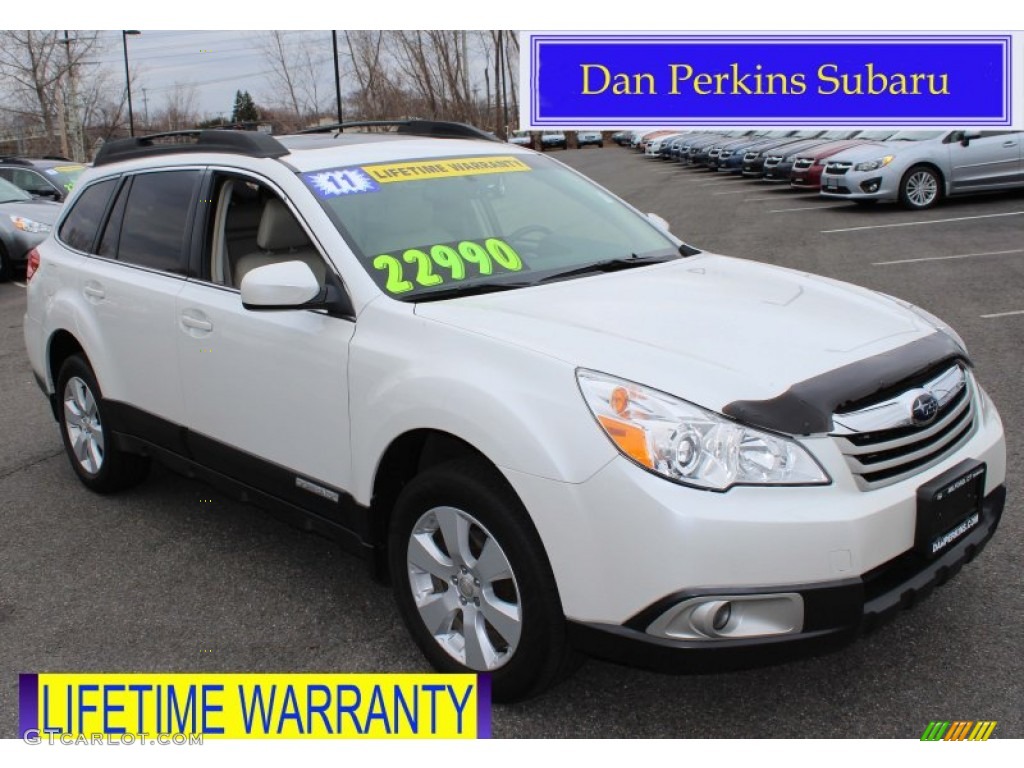 2011 Outback 2.5i Premium Wagon - Satin White Pearl / Warm Ivory photo #1