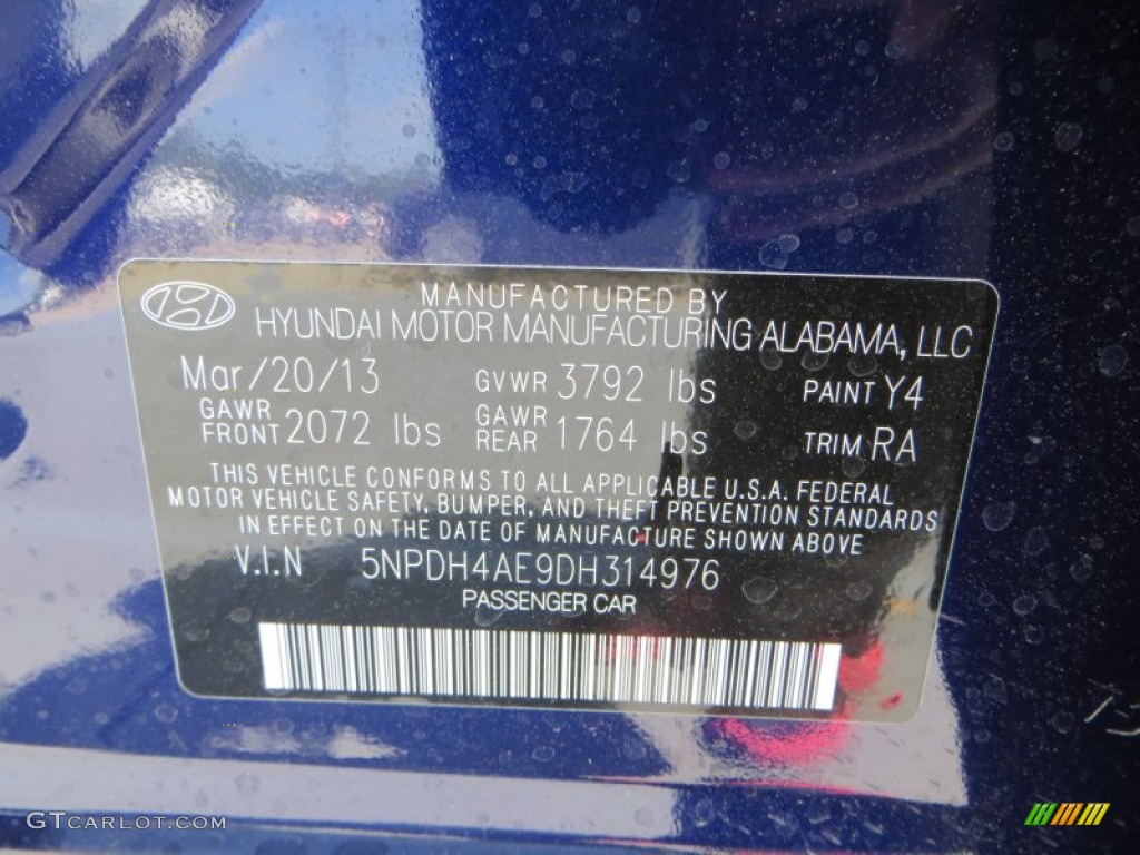2013 Elantra Limited - Indigo Night / Gray photo #34
