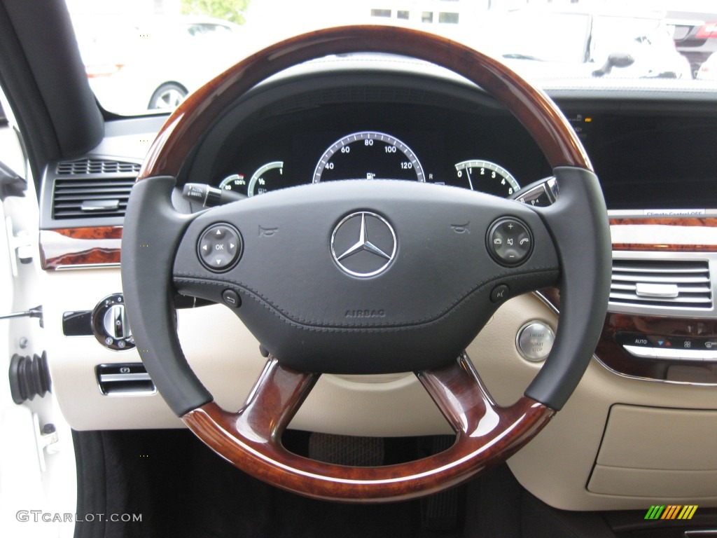 2009 Mercedes-Benz S 550 Sedan Oyster Steering Wheel Photo #79721547