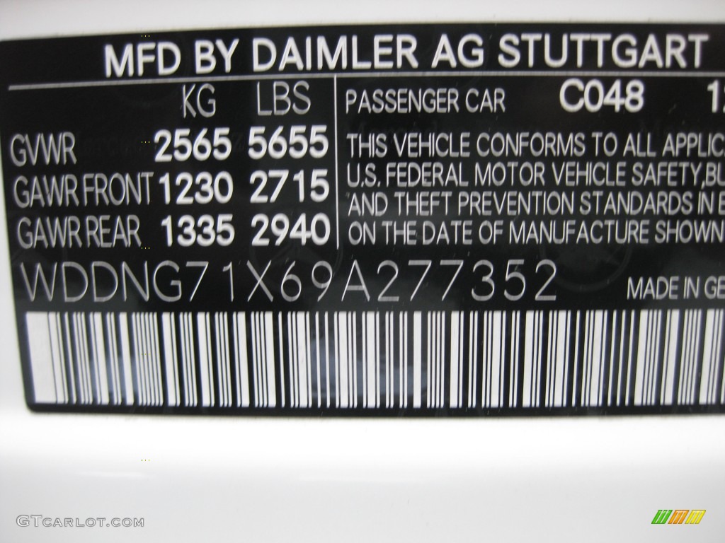 2009 S Color Code 048 for Diamond White Photo #79722758
