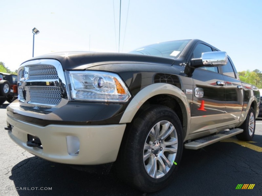 2013 1500 Laramie Longhorn Crew Cab - Black Gold Pearl / Canyon Brown/Light Frost Beige photo #3