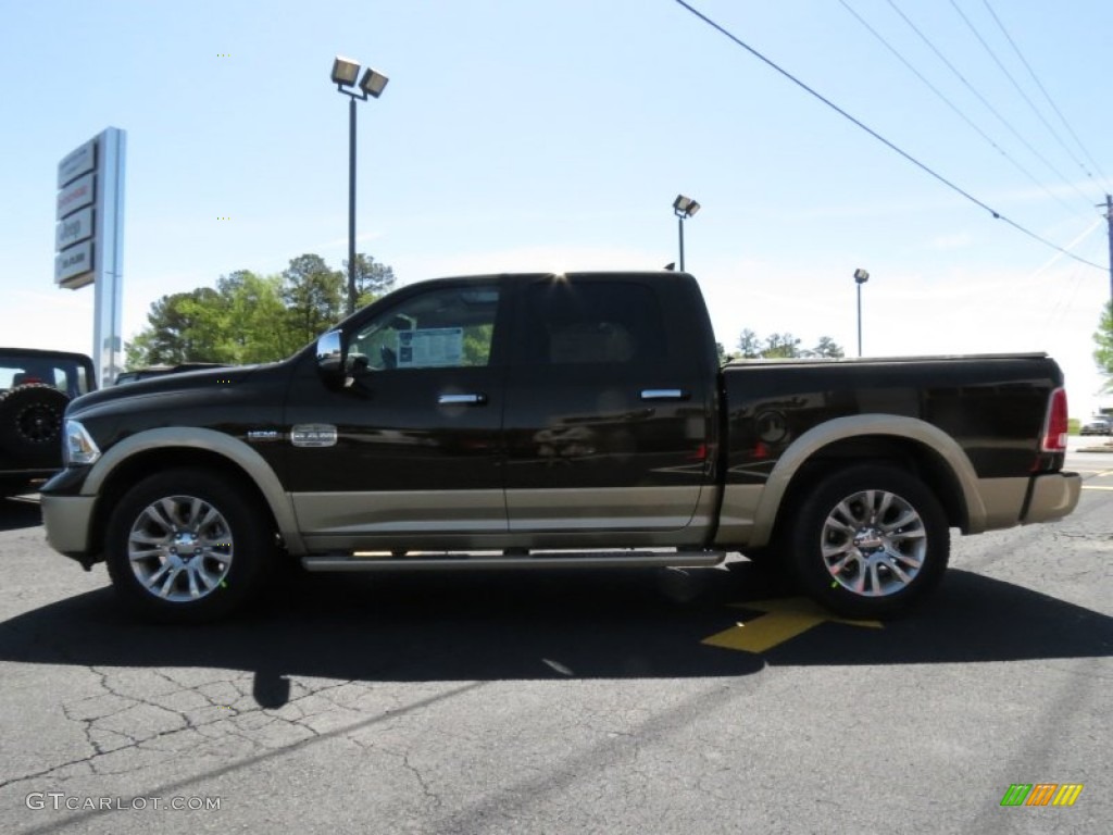 2013 1500 Laramie Longhorn Crew Cab - Black Gold Pearl / Canyon Brown/Light Frost Beige photo #4