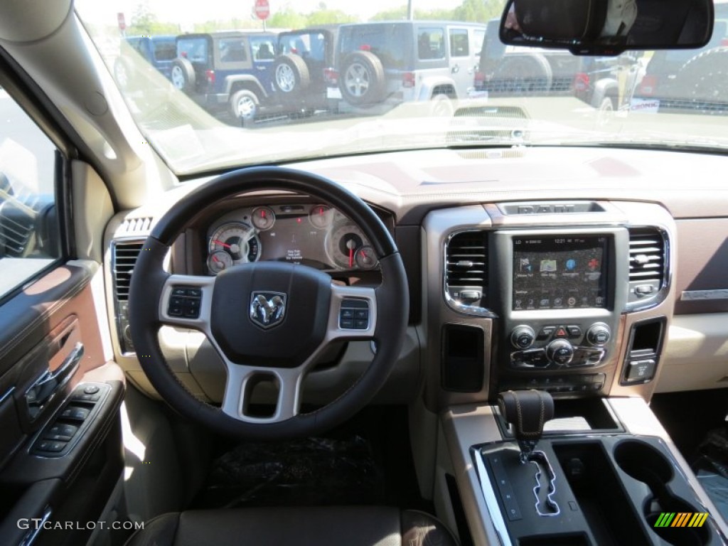 2013 1500 Laramie Longhorn Crew Cab - Black Gold Pearl / Canyon Brown/Light Frost Beige photo #14
